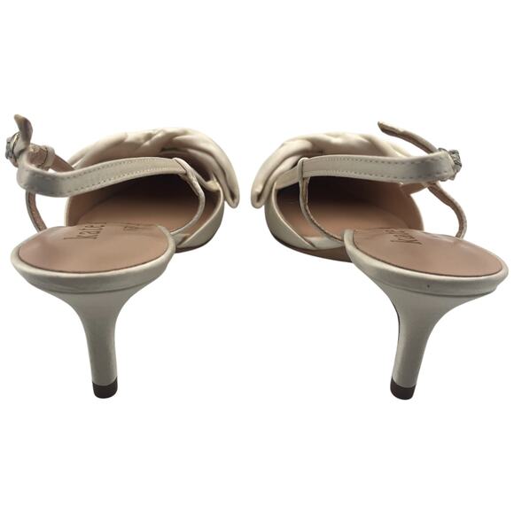 Kate Spade Marseille Bow Satin Pointed Toe Kitten Heels Pumps Ivory Size 8 - Picture 6 of 9